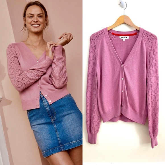 Boden Pointelle Sleeve Cardigan, Wool, Cotton & Cashmere blend - Picture 16 of 16